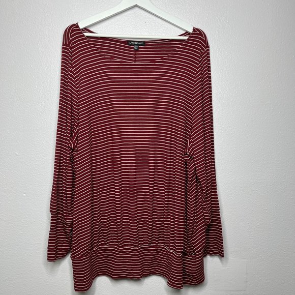 Lane Bryant Tops - 𝅺Lane Bryant Burgundy Striped Long Sleeve Banded Hem Tunic Top Size 22/24